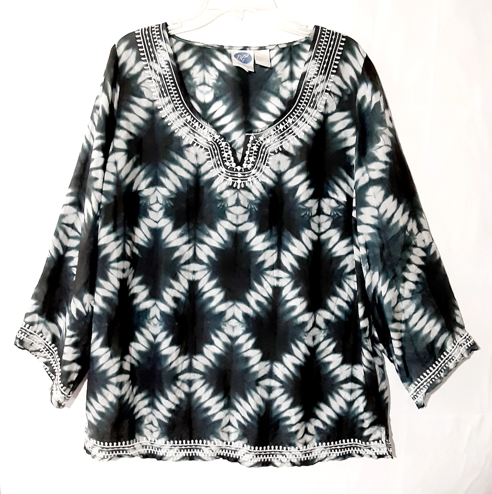 SILK Tie-Dye Print Tunic Top NWOT - Picture 11 of 11